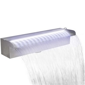 Pravokotna fontana za bazen LED slap nerjaveče jeklo 45 cm