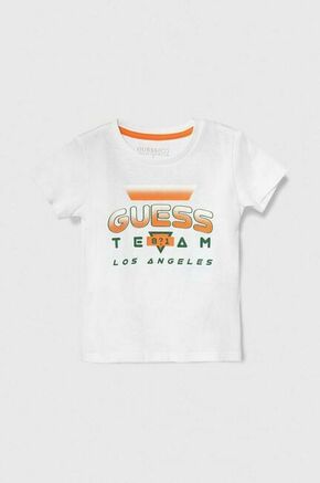 Otroška bombažna kratka majica Guess bela barva - bela. Otroške lahkotna kratka majica iz kolekcije Guess