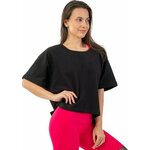 Nebbia Organic Cotton Loose Fit "The Minimalist" Crop Top Black XS-S Fitnes majica