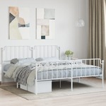 vidaXL Kovinski posteljni okvir z vzglavjem in vznožjem&nbsp;bel 183x213 cm