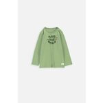 Otroška bombažna majica z dolgimi rokavi Coccodrillo zelena barva - zelena. Majica z dolgimi rokavi za dojenčka iz kolekcije Coccodrillo. Model izdelan iz pletenine s potiskom.