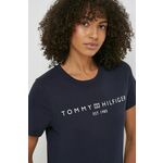 Bombažna kratka majica Tommy Hilfiger ženski, mornarsko modra barva - mornarsko modra. Kratka majica iz kolekcije Tommy Hilfiger, izdelana iz elastične pletenine. Model iz zračne bombažne tkanine.
