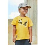 Otroška bombažna kratka majica Mayoral rumena barva - rumena. Otroška kratka majica iz kolekcije Mayoral. Model izdelan iz tanke, rahlo elastične pletenine. Vključena je QR koda za igro.
