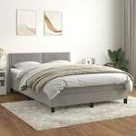 Greatstore Box spring postelja z vzmetnico svetlo siv 140x190 cm žamet