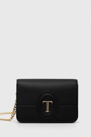 Torbica Trussardi črna barva - črna. Majhna torbica iz kolekcije Trussardi. Model na zapenjanje