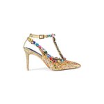 Visoke pete Kurt Geiger London Belgravia C T-Bar Court - zlata. Salonarji iz kolekcije Kurt Geiger London. Model izdelan iz sintetičnega materiala. Vpadljiv, svetleč zgornji del.