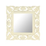 VIDAXL Ročno izrezljano ogledalo belo 50x50 cm trden mangov