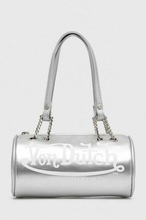 Torbica Von Dutch srebrna barva - srebrna. Srednje velika torbica iz kolekcije Von Dutch. Model na zapenjanje