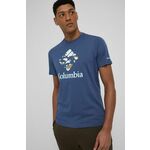 Columbia bombažna majica - mornarsko modra. T-shirt iz zbirke Columbia. Model narejen iz tiskane tkanine.