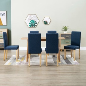 Greatstore Jedilni stoli 6 kosov modro blago