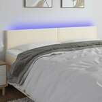 Greatstore LED posteljno vzglavje krem 160x5x78/88 cm umetno usnje