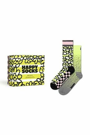 Nogavice Happy Socks Gift Box Party 2-pack rumena barva - rumena. Nogavice iz kolekcije Happy Socks. Model izdelan iz elastičnega