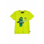 Otroška bombažna kratka majica Lego rumena barva - rumena. Otroške kratka majica iz kolekcije Lego. Model izdelan iz tanke, rahlo elastične pletenine.