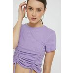 Kratka majica JDY ženski, vijolična barva - vijolična. Kratka majica iz kolekcije JDY. Model izdelan iz enobarvne pletenine.