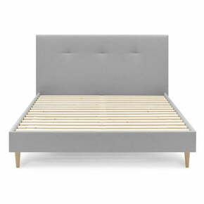 Svetlo siva oblazinjena zakonska postelja z letvenim dnom 160x200 cm Tory - Bobochic Paris