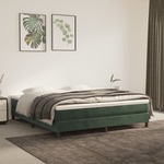 Vidaxl Box spring postelja z vzmetnico temno zelena 160x200 cm žamet