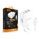 Aligator Power Delivery 40W pametni polnilec, 2xUSB-C, kabel USB-C/USB-C, bel