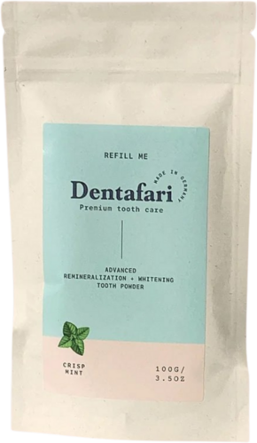 "Dentafari Prah za čiščenje zob Crisp Mint s probiotiki - Refill (100g)"