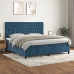Box spring postelja z vzmetnico temno modra 200x200 cm žamet - vidaXL - modra - 94,1 - 200 x 200 cm - vidaXL