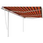 Vidaxl Ročno zložljiva tenda s stebrički 6x3,5 m oranžna in rjava
