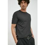 Bombažna kratka majica Michael Kors črna barva - črna. Kratka majica iz kolekcije Michael Kors. Model izdelan iz vzorčaste pletenine.
