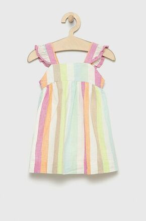 Otroška lanena obleka GAP - pisana. Otroška Obleka iz kolekcije GAP. Ohlapen model izdelan iz vzorčaste tkanine.