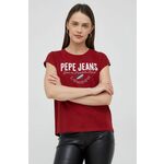 Bombažna kratka majica Pepe Jeans rdeča barva - rdeča. Ohlapna kratka majica iz kolekcije Pepe Jeans. Model izdelan iz tanke, elastične pletenine.