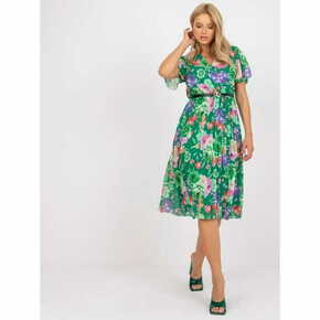 ITALY MODA Ženska polkrožna midi obleka s cvetličnim potiskom EMA green DHJ-SK-13162.92_387074 Univerzalni