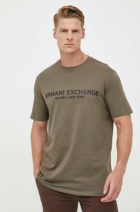 Bombažna kratka majica Armani Exchange zelena barva - zelena. Kratka majica iz kolekcije Armani Exchange