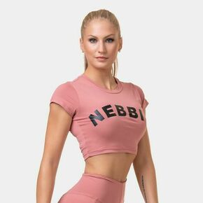 Nebbia Short Sleeve Sporty Crop Top Old Rose S Fitnes majica