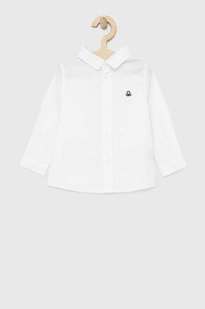 Otroška bombažna srajca United Colors of Benetton bela barva - bela. Otroška srajca iz kolekcije United Colors of Benetton. Model izdelan iz enobarvne tkanine.