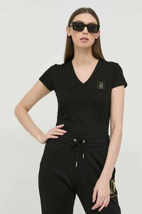 Bombažna kratka majica Armani Exchange črna barva - črna. Kratka majica iz kolekcije Armani Exchange. Model izdelan iz bombažnega materiala.