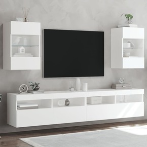 Vidaxl Stenske TV omarice z LED lučkami 2 kosa bela 40x30x60