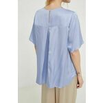Majica Samsoe Samsoe - modra. Bluza iz kolekcije Samsoe Samsoe, izdelana iz enobarvne tkanine. Model iz izjemno udobne, zračne tkanine.