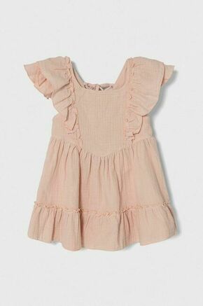 Otroška bombažna obleka Jamiks roza barva - roza. Otroški obleka iz kolekcije Jamiks. Model izdelan iz enobarvne tkanine. Model iz izjemno udobne bombažne tkanine.