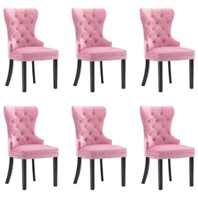 Jedilni stoli 6 kosov roza žamet - vidaXL - roza - 56