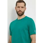 Bombažna kratka majica Champion moška, zelena barva, 220016 - zelena. Kratka majica iz kolekcije Champion, izdelana iz elastične pletenine. Model iz izjemno udobne bombažne tkanine.