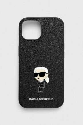 Etui za telefon Karl Lagerfeld iPhone 15 6.1 črna barva - črna. Etui za iPhone iz kolekcije Karl Lagerfeld. Model izdelan iz vzorčastega materiala.