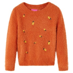 VidaXL Otroški pulover pleten žgano oranžen 140