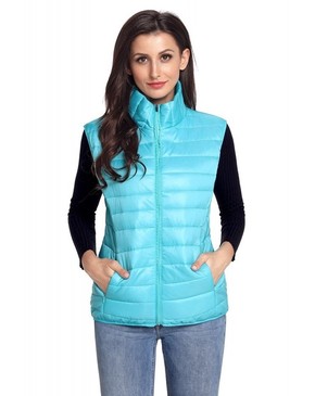 Turquoise Quilted Cotton Down Vest 27894