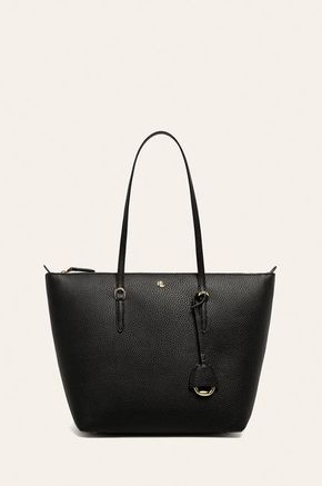 Lauren Ralph Lauren torbica - črna. Srednje velika shopper torbica iz kolekcije Lauren Ralph Lauren. na zapenjanje izdelan iz ekološkega usnja.