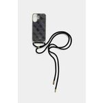 Etui za telefon Guess iPhone 16 črna barva - črna. Etui za IPhone iz kolekcije Guess. Model izdelan iz sintetičnega materiala. K modelu je priložena vrvica.