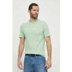 Bombažna kratka majica Calvin Klein moški, zelena barva - zelena. Kratka majica iz kolekcije Calvin Klein, izdelana iz tanke, elastične pletenine. Model iz zračne bombažne tkanine.