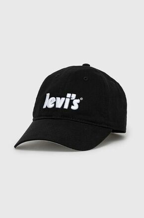 Levi's bombažna kapa - črna. Otroška baseball kapa iz kolekcije Levi's. Model izdelan iz prijavno gradivo.