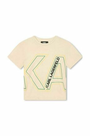 Otroška bombažna kratka majica Karl Lagerfeld bež barva - bež. Otroške kratka majica iz kolekcije Karl Lagerfeld. Model izdelan iz tanke