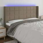 vidaXL LED posteljno vzglavje taupe 203x16x118/128 cm blago