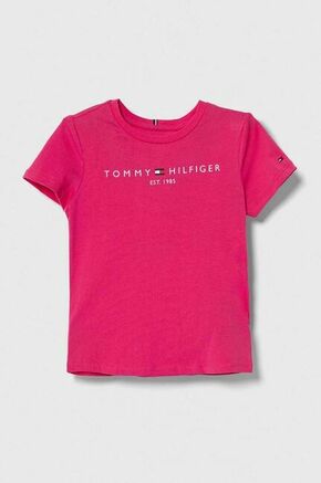 Otroška bombažna kratka majica Tommy Hilfiger roza barva - roza. Otroške kratka majica iz kolekcije Tommy Hilfiger. Model izdelan iz tanke