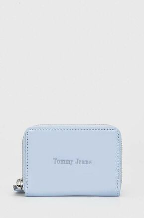 Denarnica Tommy Jeans ženski - modra. Mala denarnica iz kolekcije Tommy Jeans. Model izdelan iz ekološkega usnja. Model je enostaven za čiščenje in vzdrževanje.