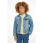 Otroška jeans jakna Calvin Klein Jeans - modra. Otroški jakna iz kolekcije Calvin Klein Jeans. Nepodložen model, izdelan iz jeansa.