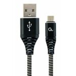 Gembird gembird premium micro usb 2.0 kabel am-mbm5p (kovinski vtiči, pleten) 2 m, črna/bela